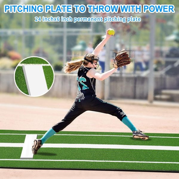 Wemily Softball Pitching Mat Green Foldable-7