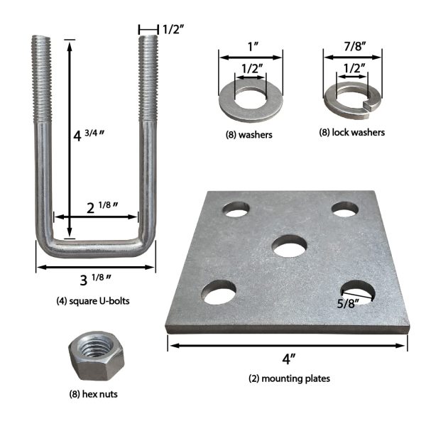 Automotive Authority LLC Axle U-Bolt Kit for Marine Trailers-1
