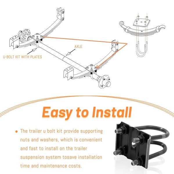 Heavy Duty U-Bolt Kit by dreamdragon for 3500 lb Axle-3