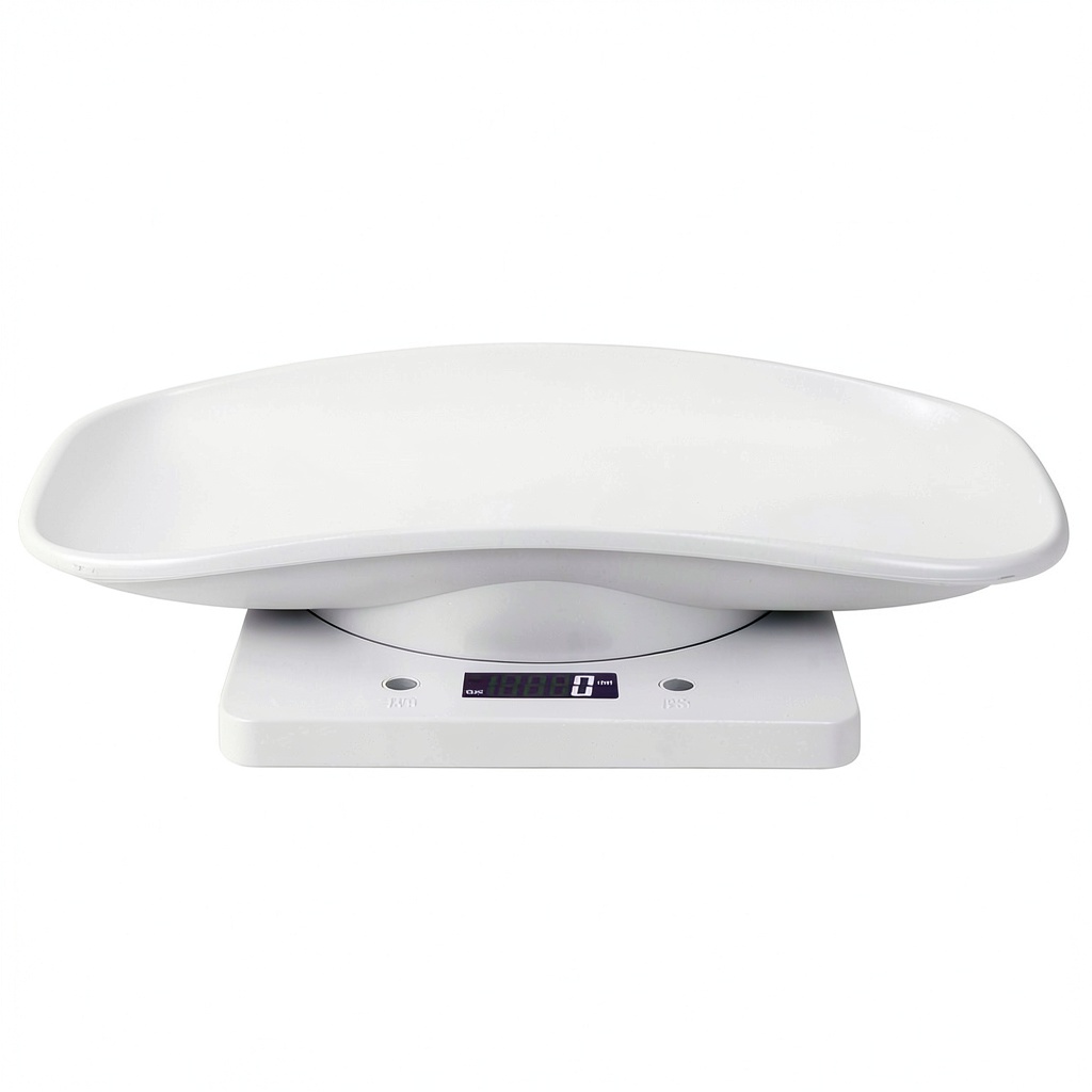 Fdit White LCD Pet Scale on a wooden desk