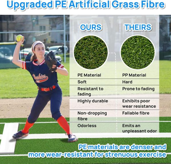 Wemily Softball Pitching Mat Green Foldable-2
