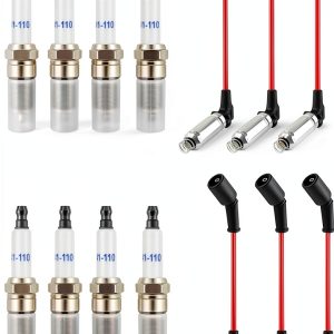 IHOTDER Spark Plug and Wire Set 8 Piece Kit Copper Core Silicone-0