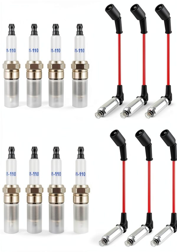 IHOTDER Spark Plug and Wire Set 8 Piece Kit Copper Core Silicone-0